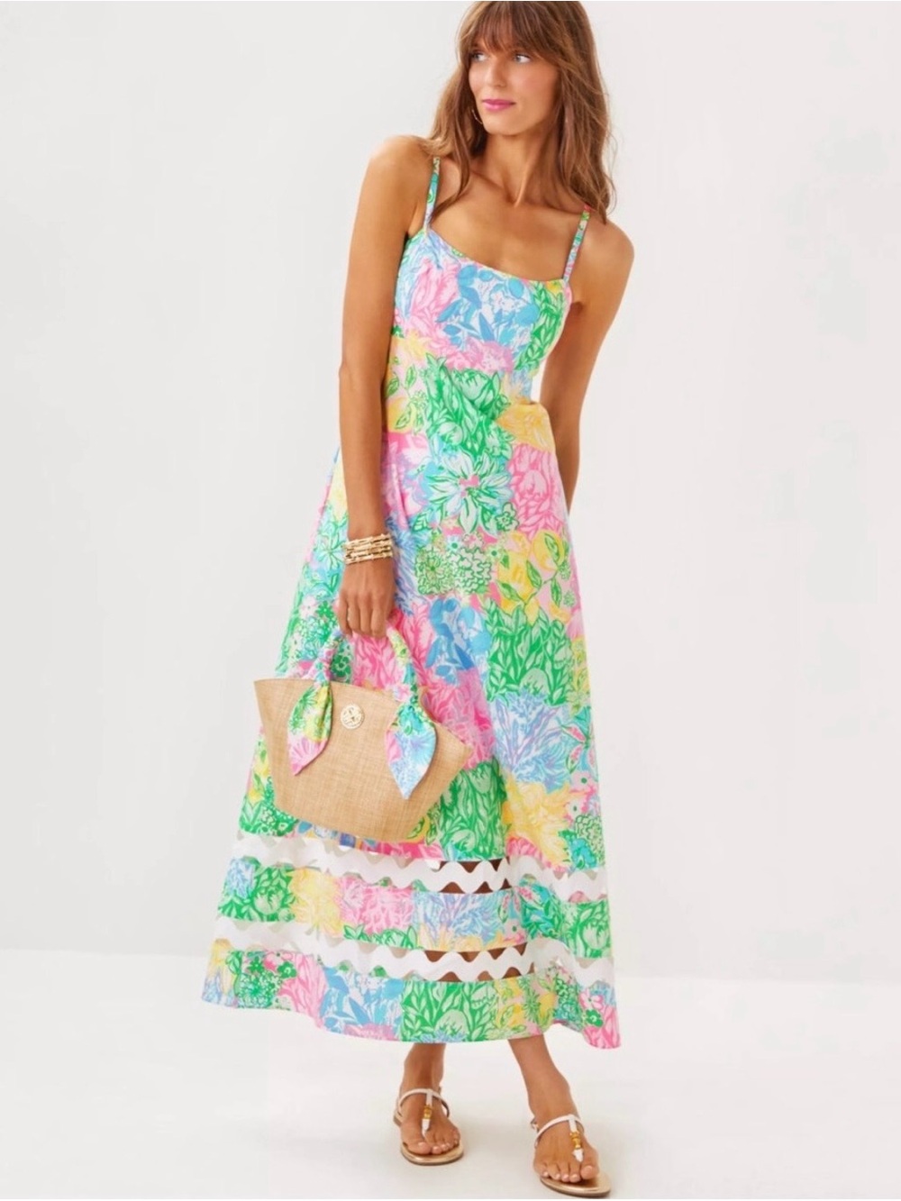 Lilly Pulitzer Haliey MIDI Dress Bright Delight Patch NWT Size 4